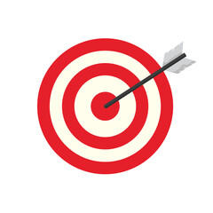 illustration with a bullseye concept with an arrow, vector illustration in flat style