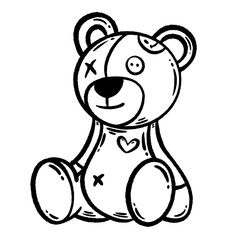 svg outline teddy bear lover pcsk studio stock element (2)