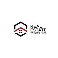 Real Estate Logo Design Simple. Flat Vector Logo Design Template Element for Construction Architecture Building Logos.