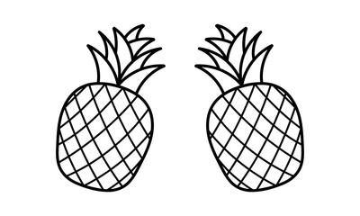 hand drawn pineapple fruit on a white background - obrazy, fototapety, plakaty