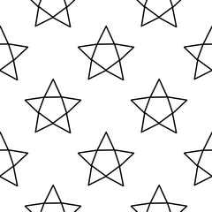 star outline seamless pattern on white background