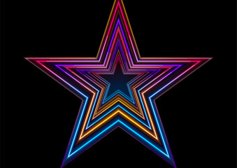 Colorful glowing neon stars abstract modern background. Vector template design © saicle