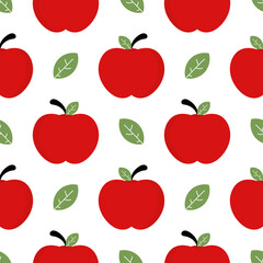 Apple illustration seamless pattern on white background