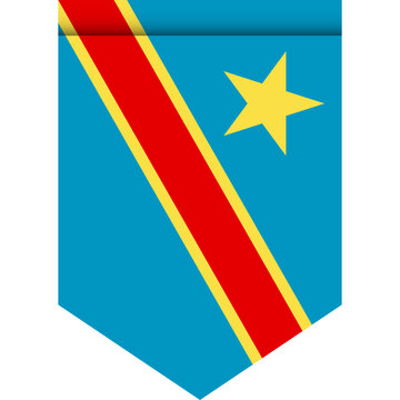 Democratic Republic of the Congo flag or pennant isolated on white background. Pennant flag icon.