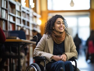 Obraz na płótnie Canvas Student in a wheelchair. Education and lifestyle.