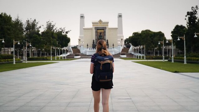 Study Abroad In Bangkok, Thailand; Young Female International Student Walking On The Main Campus Of Silpakorn National University.