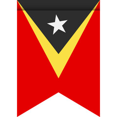 East Timor flag or pennant isolated on white background. Pennant flag icon.