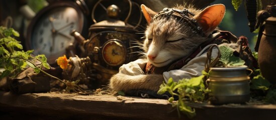 A sleepy elf with big ears dozes in the shady Potter's Garden.