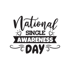 National Single Awareness Day. Vector Design on White Background