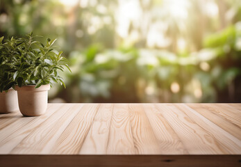 old Wooden  board empty table in front of blurred natural background, brown wood, display products wood table