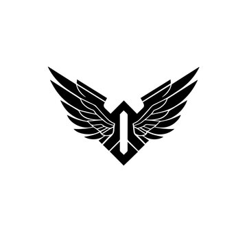 Airforce Wings Aviation Logo Monochrome Design Style
