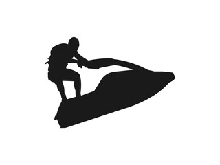 Jet Ski with man silhouettes icon. Vector illustration of jet ski icon. isolated on clean background for your web mobile app logo design. Collection of silhouette illustrations of jet skiers.