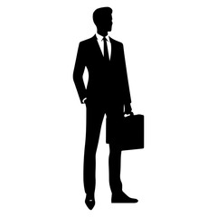 Handsome Business man standing pose vector silhouette, a man standing vector silhouette