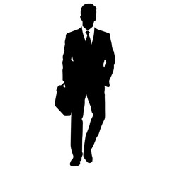Handsome Business man standing pose vector silhouette, a man standing vector silhouette