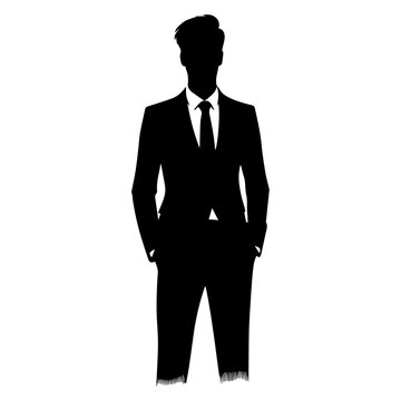 Business man vector silhouette black color, business man standing pose vector
