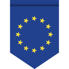 EU flag or pennant isolated on white background. Pennant Europe flag icon.