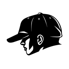 Boy In A Baseball Cap Logo Monochrome Design Style