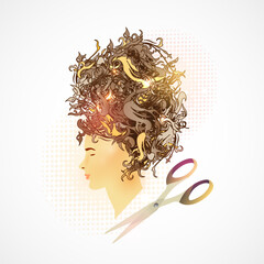 Vector background abstract hair styling. Beauty saloon.