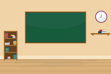 school classroom interior with cupboard  and blackboard vector illustration