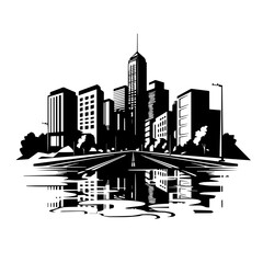 City Street Logo Monochrome Design Style