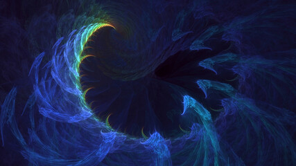 3D manual rendering abstract blue fractal light background