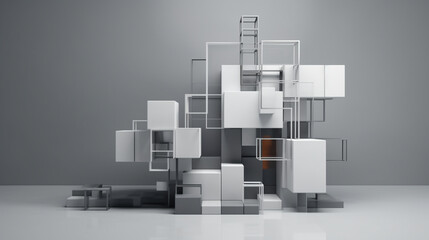 Large Group of Objects on Gray Background in Studio