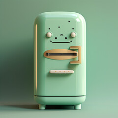 Cute Cartoon Mint Green Refrigerator