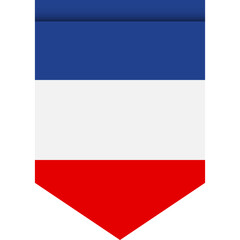 France flag or pennant isolated on white background. Pennant flag icon.