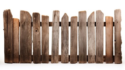 Old Wooden Fence White background front view