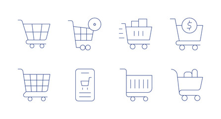 Shopping cart icons. Editable stroke. Containing cart, online shopping, shopping cart, trolley.
