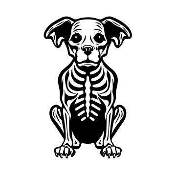 Dog Skeleton Logo Monochrome Design Style