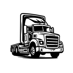 Eighteen Wheeler Truck Logo Monochrome Design Style