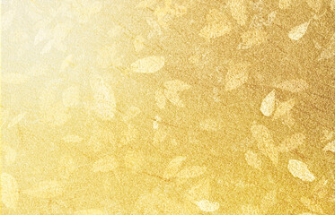 舞う葉と金色の和紙のアート、テクスチュア、抽象的背景、日本の伝統美、日本文化　　