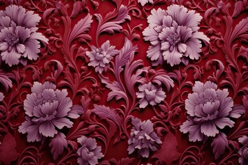 wallpaper damask Vintage textile background texture purple violet antique art baroque curtain curve decor decorative drapery fabric floral foliage old ornamental outline - obrazy, fototapety, plakaty
