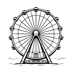 Ferris Wheel Logo Monochrome Design Style - obrazy, fototapety, plakaty