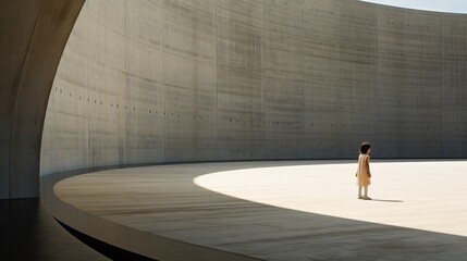 Little Girl Standing in an Open Concrete Area