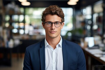 Fototapeta premium Office worker portrait smart casual, diverse, relatable personality
