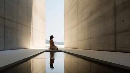 Woman Enjoying Relaxation in a Serene Pool