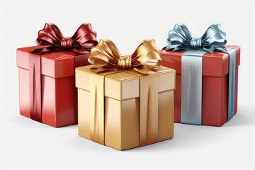 Obraz premium Photograph of Collection of colorful gifts with ribbon bows in different colors to choose from including red, gold and silver