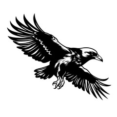Flying Crow Logo Monochrome Design Style