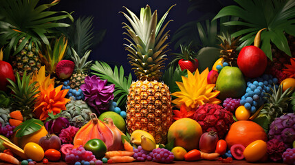 Naklejka na ściany i meble A colorful background with a variety of fruit