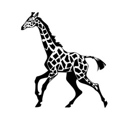 giraffe running Logo Monochrome Design Style