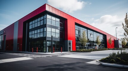 Fototapeta na wymiar Newly build modern office building with warehouse