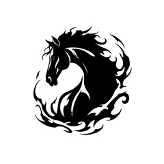 Horse Logo Monochrome Design Style - obrazy, fototapety, plakaty
