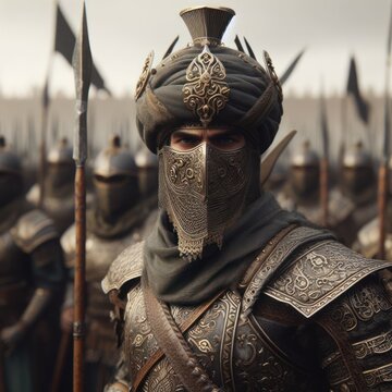 strong persian warrior ready to lead his army into battle