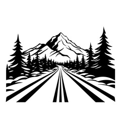 Long Road Logo Monochrome Design Style