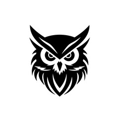 Owl Head Logo Monochrome Design Style