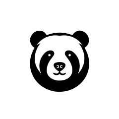 Panda Face Logo Monochrome Design Style