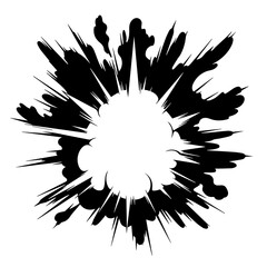 Nuclear Explosion Logo Monochrome Design Style - obrazy, fototapety, plakaty