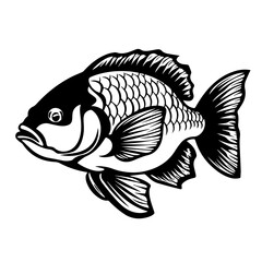 Ocean Fish Logo Monochrome Design Style